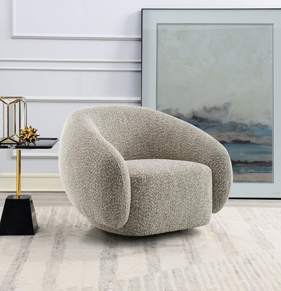 ACME Furniture - Isabel Chair w/Swivel - 2-Tone Brown Boucle - LV02568 veiw 1