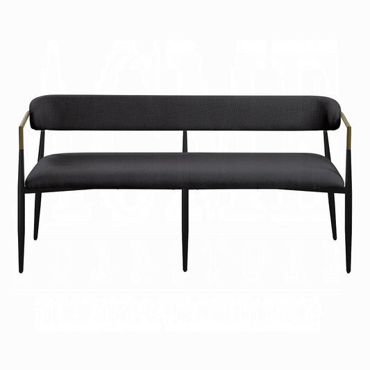 ACME Furniture - Jaramillo Bench - Black Chenille & Black Finish - DN02699A view 2