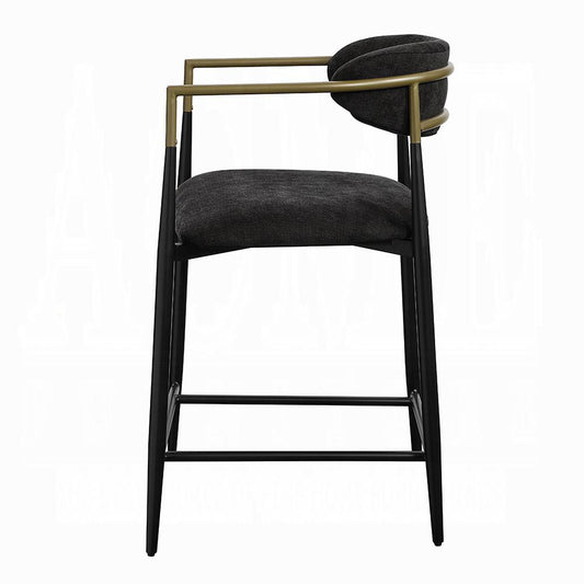 ACME Furniture - Jaramillo Counter Height Chair (Set of 2) - Black Chenille & Black Finish - DN02716 veiw 2