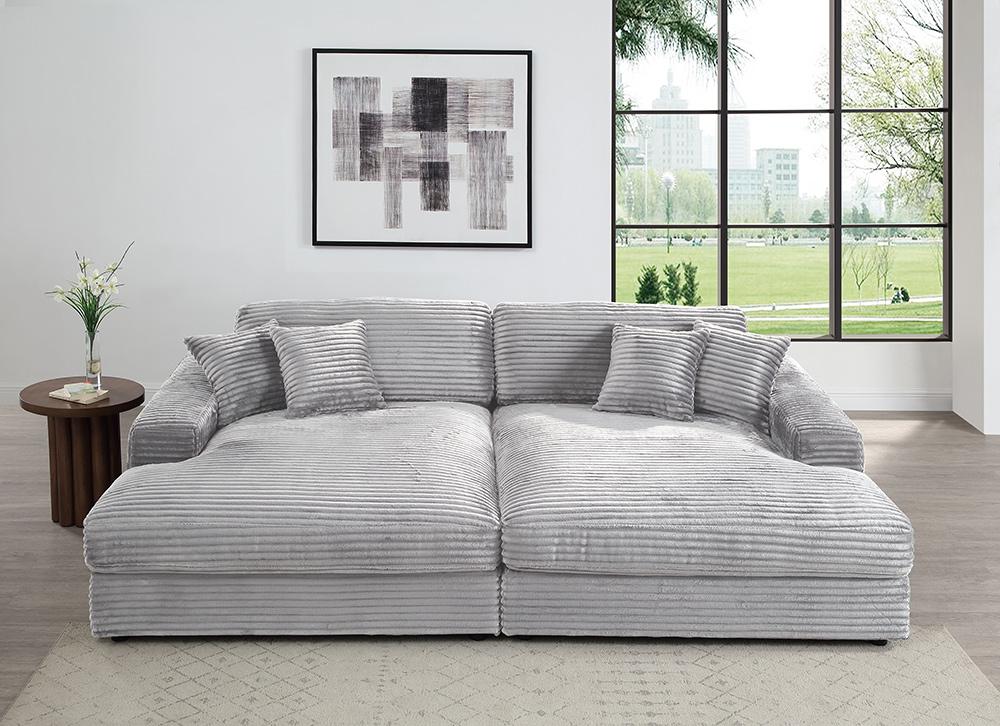 ACME Furniture - Hilde Sectional Sofa w/4 Pillows - Beige Velvet - LV03680 veiw 1