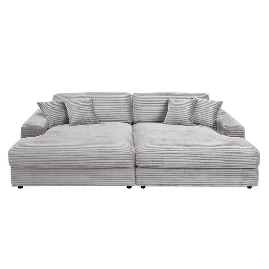 ACME Furniture - Hilde Sectional Sofa w/4 Pillows - Beige Velvet - LV03680 veiw 2