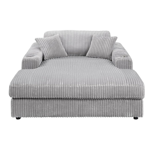 ACME Furniture - Hilde Chaise w/2 Pillows - Beige Velvet - LV03681 veiw 2