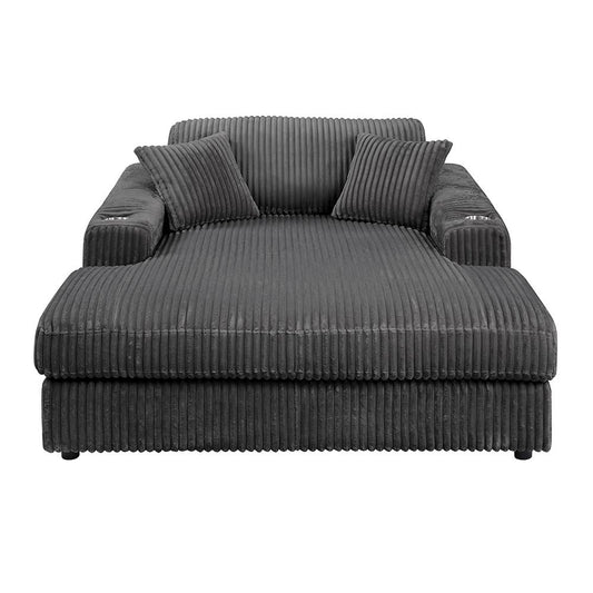 ACME Furniture - Hilde Chaise w/2 Pillows - Gray Velvet - LV03691 veiw 2