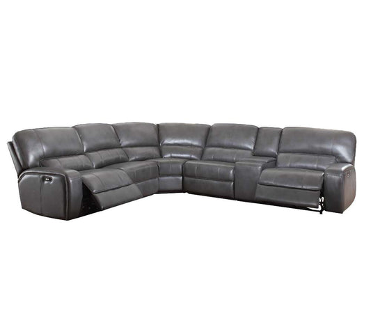 ACME Furniture - Saul Power Motion Sectional Sofa - Gray Leather Aire - LV53745 veiw 2