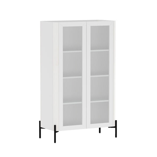 Manhattan Comfort - Abbey Décor Cabinet with 8 Adjustable Shelves in White - Set of 2 - 2-BC002-WH veiw 2