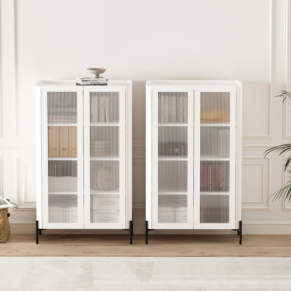 Manhattan Comfort - Abbey Décor Cabinet with 8 Adjustable Shelves in White - Set of 2 - 2-BC002-WH veiw 9