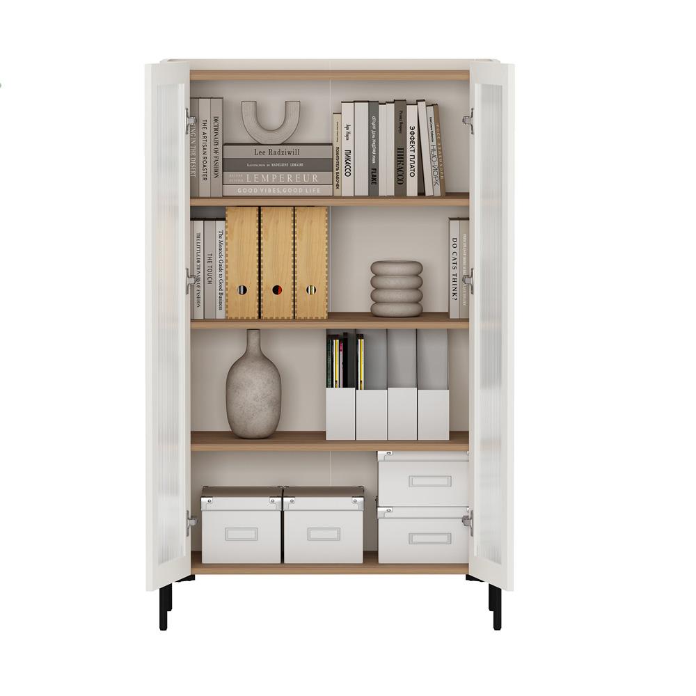 Manhattan Comfort - Abbey Décor Cabinet with 4 Adjustable Shelves in Maple and Off White - BC002-OW veiw 8