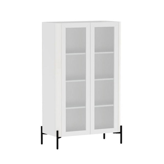 Manhattan Comfort - 2-Piece Abbey Bookcase and Sideboard with 8 Adjustable Shelves in White - 2-BCSB026-WH veiw 2