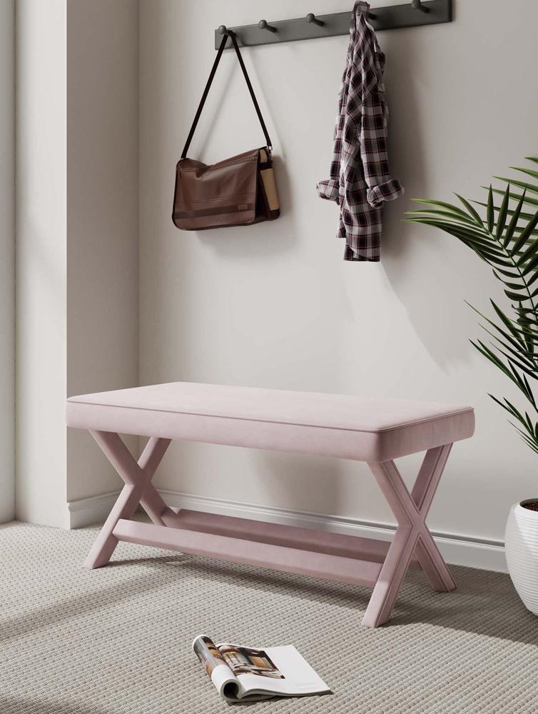 Manhattan Comfort - Abigail 42W Velvet Bench with Solid Wood Legs in Pink - OT005-PK veiw 10