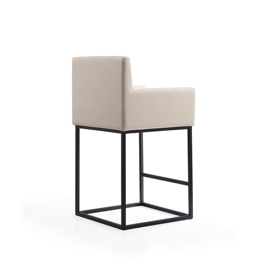 Manhattan Comfort - Ambassador Faux Leather Counter Stool with Metal Legs in Cream and Black - CS010-CR veiw 2