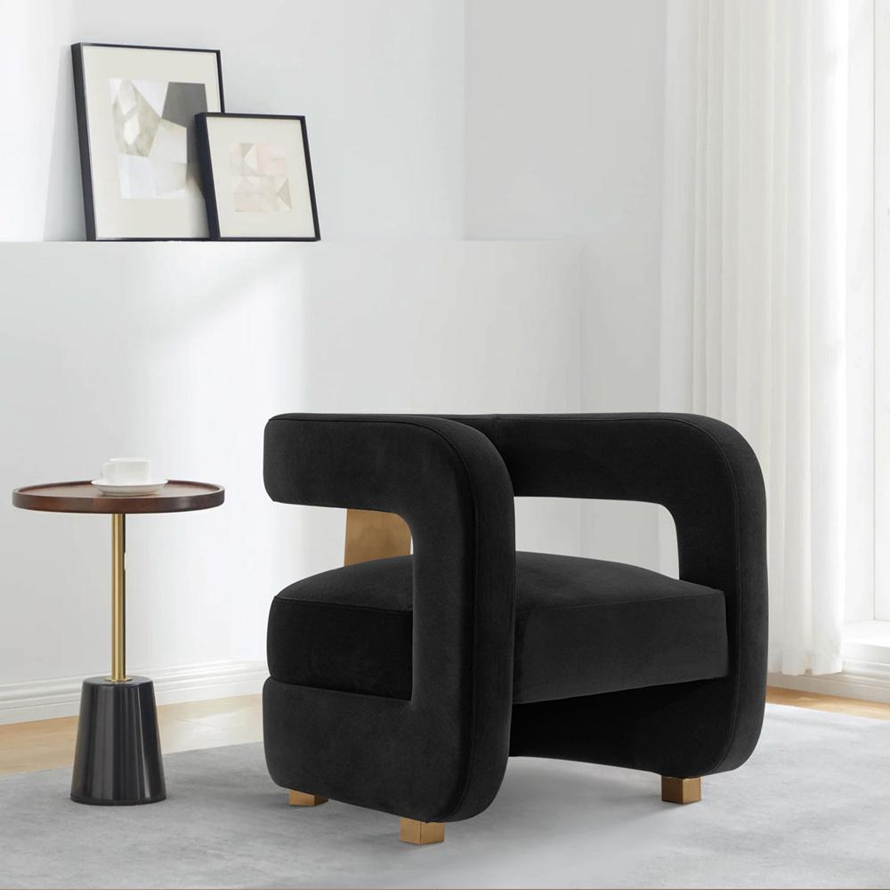 Manhattan Comfort - Amirah Velvet Accent Chair with Metal Legs in Black - AC060-BK veiw 7