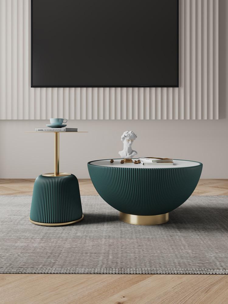 Manhattan Comfort - 2-Piece Anderson Leatherette Coffee Table and End Table 1.0 with Stainless Steel Legs in Green - 2-AT02-GR veiw 12