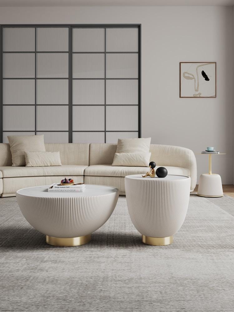 Manhattan Comfort - 3-Piece Anderson Leatherette Coffee Table, End Table 1.0, and End Table 2.0 with Stainless Steel Legs in Cream - 3-AT01-CR veiw 11