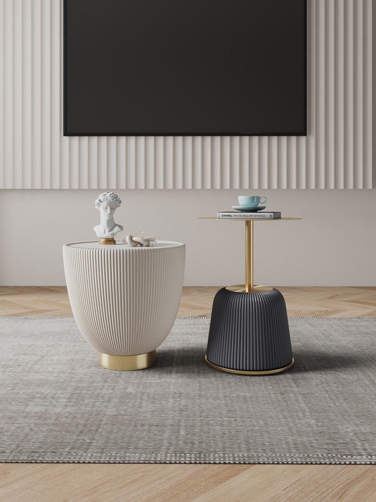 Manhattan Comfort - 2-Piece Anderson Leatherette End Table 1.0 and End Table 2.0 with Stainless Steel Legs in GreyCream - 2-AT03-CRGY veiw 10