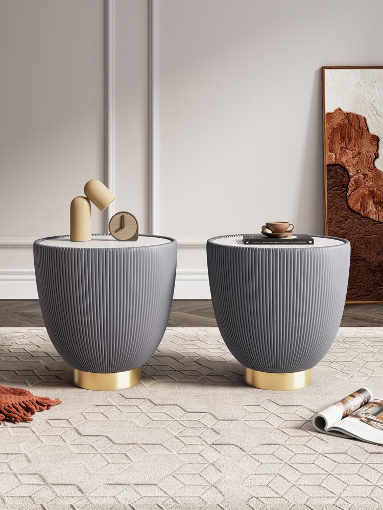 Manhattan Comfort - Anderson Leatherette End Table with Stainless Steel Legs in Grey - Set of 2 - 2-ET005-GY veiw 7