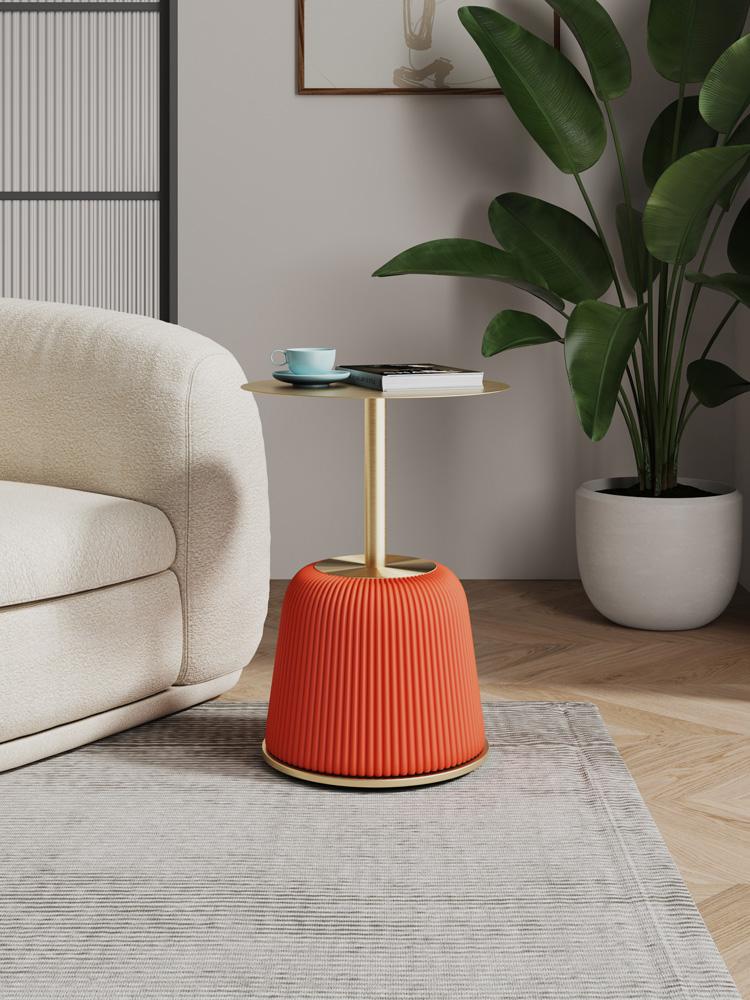 Manhattan Comfort - Anderson 15.75W Leatherette End Table with Stainless Steel Legs in Orange - ET004-OR veiw 7