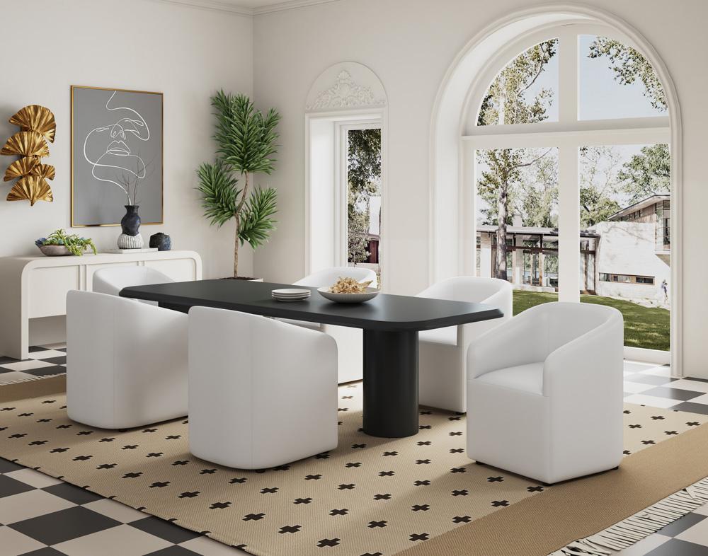 Manhattan Comfort - Anna Round Faux Leather Dining Armchair with Plastic Legs in Cream - DC059AR-CR veiw 10