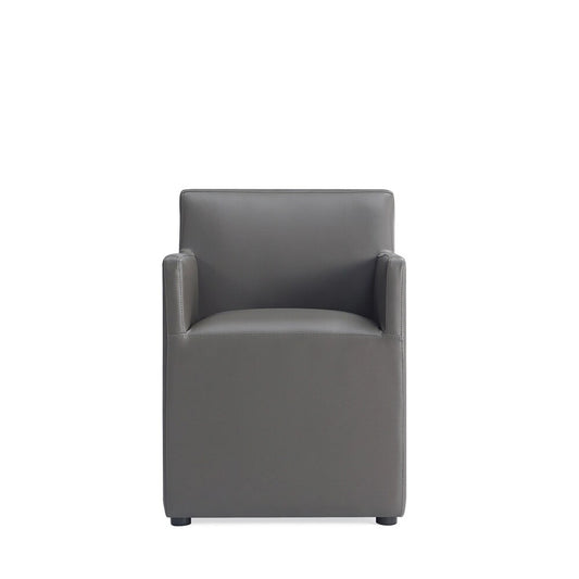Manhattan Comfort - Anna Square Faux Leather Dining Armchair with Plastic Legs in Pewter - Set of 2 - 2-DC058AR-PE veiw 2