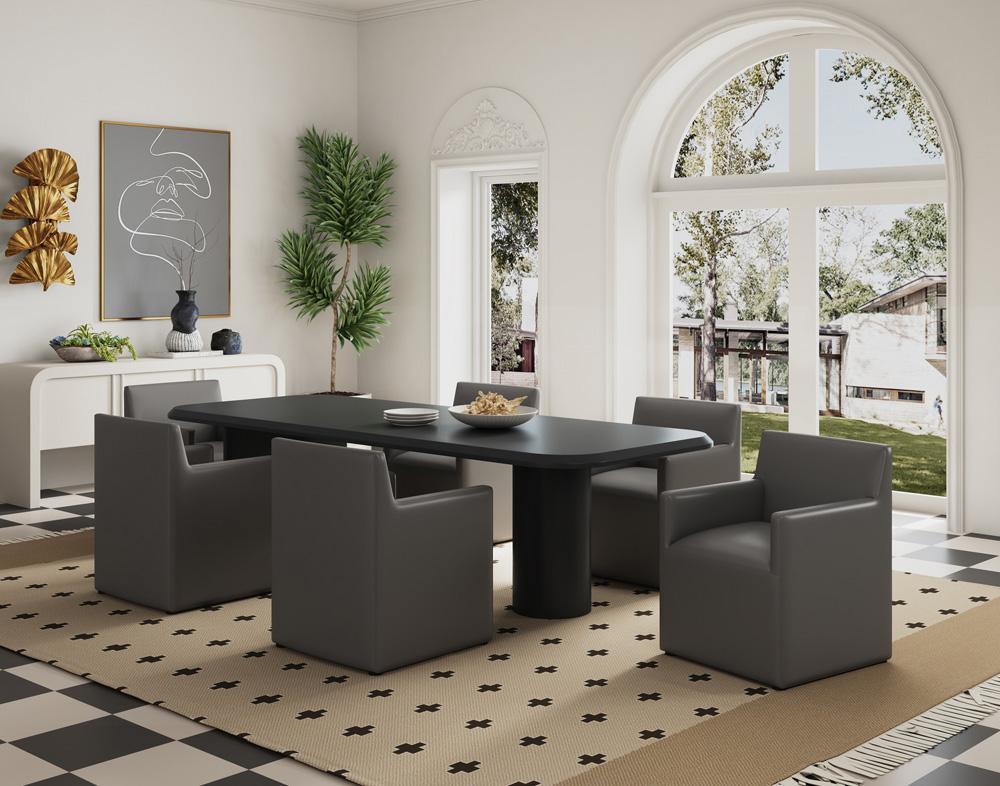 Manhattan Comfort - Anna Square Faux Leather Dining Armchair with Plastic Legs in Pewter - Set of 2 - 2-DC058AR-PE veiw 10