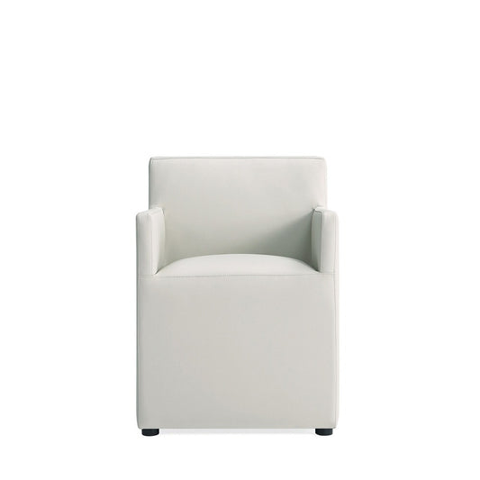 Manhattan Comfort - Anna Square Faux Leather Dining Armchair with Plastic Legs in Stone Grey - Set of 2 - 2-DC058AR-ST veiw 2