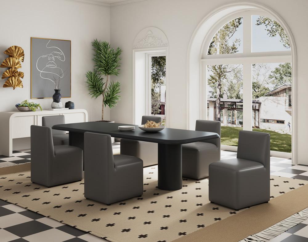 Manhattan Comfort - Anna Square Faux Leather Dining Chair with Plastic Legs in Pewter - DC058-PE veiw 10