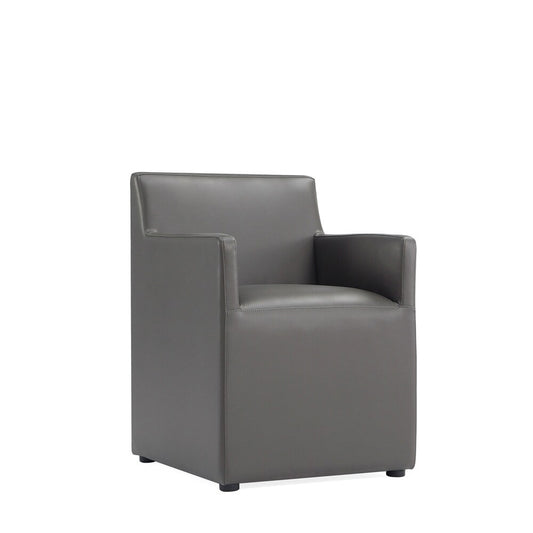 Manhattan Comfort - Anna Square Faux Leather Dining Armchair with Plastic Legs in Pewter - DC058AR-PE veiw 2