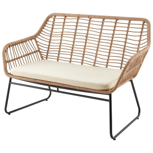 Manhattan Comfort - 4-Piece Antibes 2.0 Polyester Patio 4- Person Conversation Set with Coffee Table with Iron Steel Legs in Tan and Cream - OD-CV011-CR veiw 2