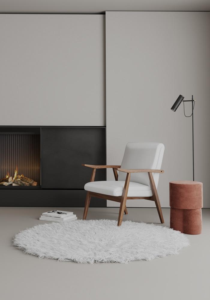 Manhattan Comfort - ArchDuke Faux Leather Accent Chair with Beech Wood Legs in White and Amber - AC001-WH veiw 6