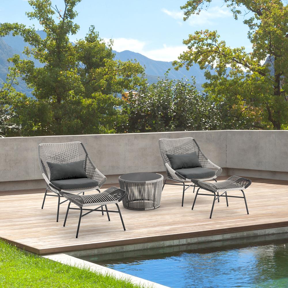 Manhattan Comfort - 5-Piece Ashland Polyester Patio Conversation Set with Steel Legs in Grey - OD-CV023-GY veiw 10