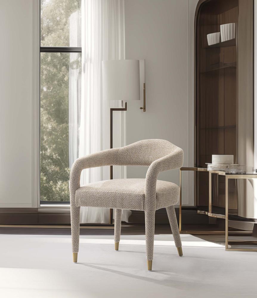 Manhattan Comfort - Aspen Tweed Dining Armchair with Gold Stainless Steel Legs in Gold Dust - DC093AR-GD veiw 10