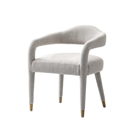 Manhattan Comfort - Aspen Tweed Dining Armchair with Gold Stainless Steel Legs in Silver Lining - DC093AR-SL veiw 2