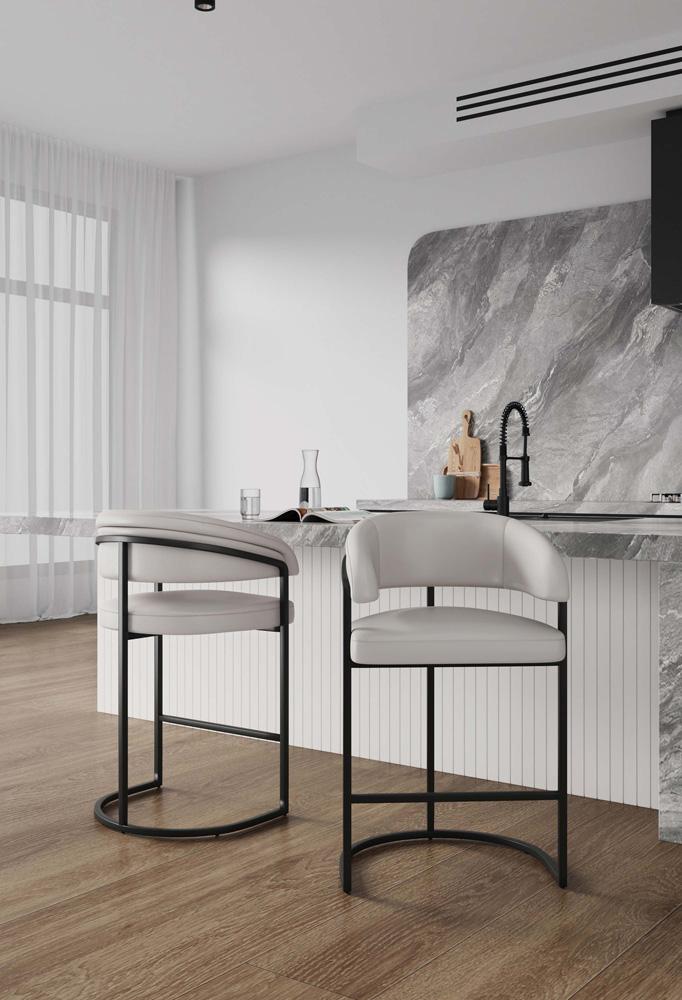 Manhattan Comfort - Augusta Leatherette Counter Stool with Metal Legs in Light Grey - Set of 2 - 2-CS018-LG veiw 10