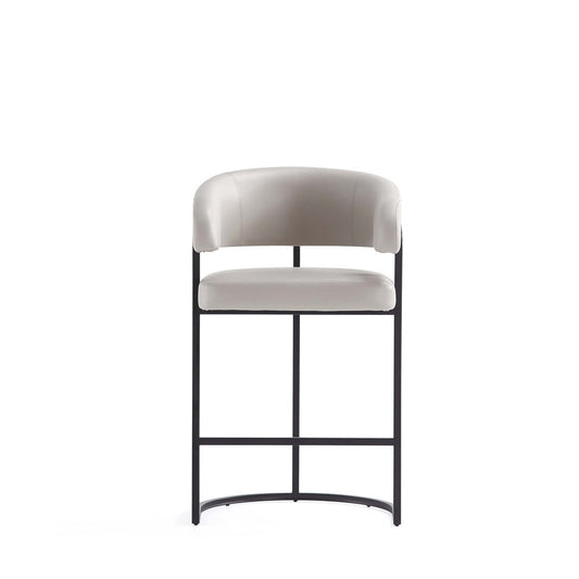 Manhattan Comfort - Augusta Leatherette Counter Stool with Metal Legs in Light Grey - CS018-LG veiw 2