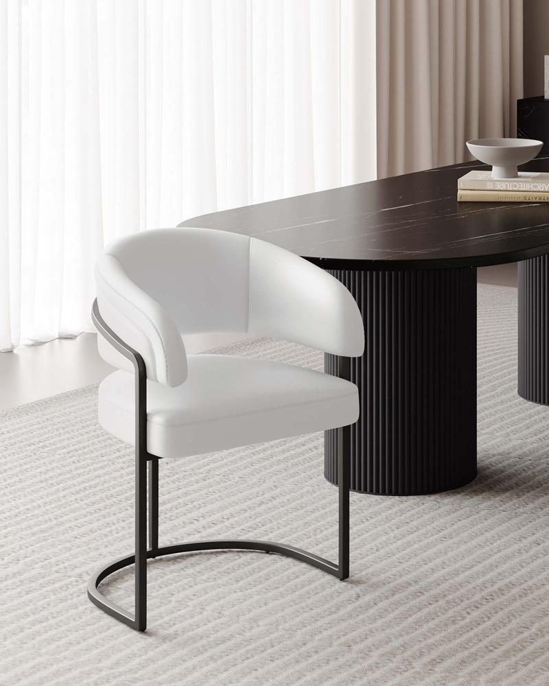 Manhattan Comfort - Augusta Leatherette Dining Chair with Metal Legs in White - DC094-WH veiw 10