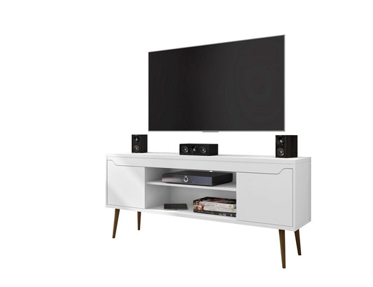 Manhattan Comfort - Bradley TV Stand with 4 Fixed Shelves Shelves in White - 228BMC6 veiw 2