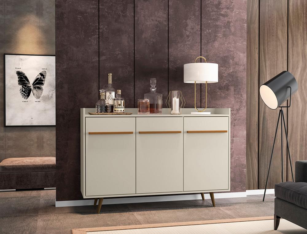 Manhattan Comfort - Bradley Buffet Stand/ Sideboard with 4 Fixed Shelves in Off White - 230BMC1 veiw 9