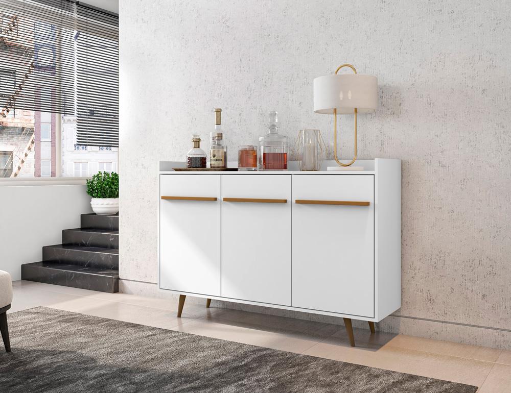 Manhattan Comfort - Bradley Buffet Stand/ Sideboard with 4 Fixed Shelves in White - 230BMC6 veiw 8
