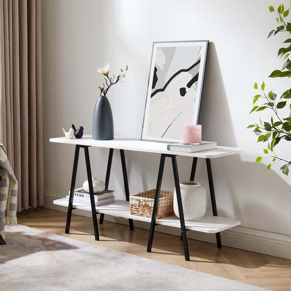 Manhattan Comfort - Celine Side Table / Console with 2 Fixed Shelves in White - 25547-WH veiw 8