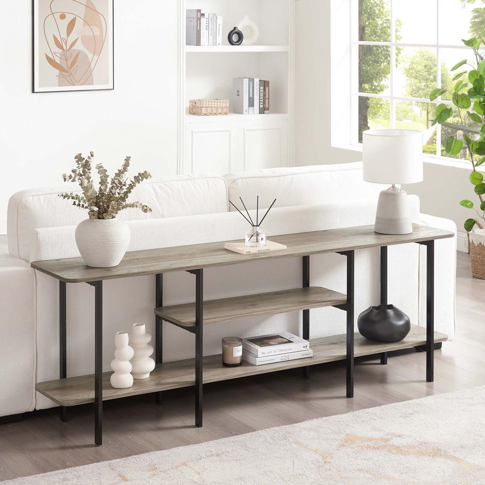 Manhattan Comfort - Celine Side Table / Console with 3 Fixed Shelves in Rustic Grey - 25570-GY veiw 8