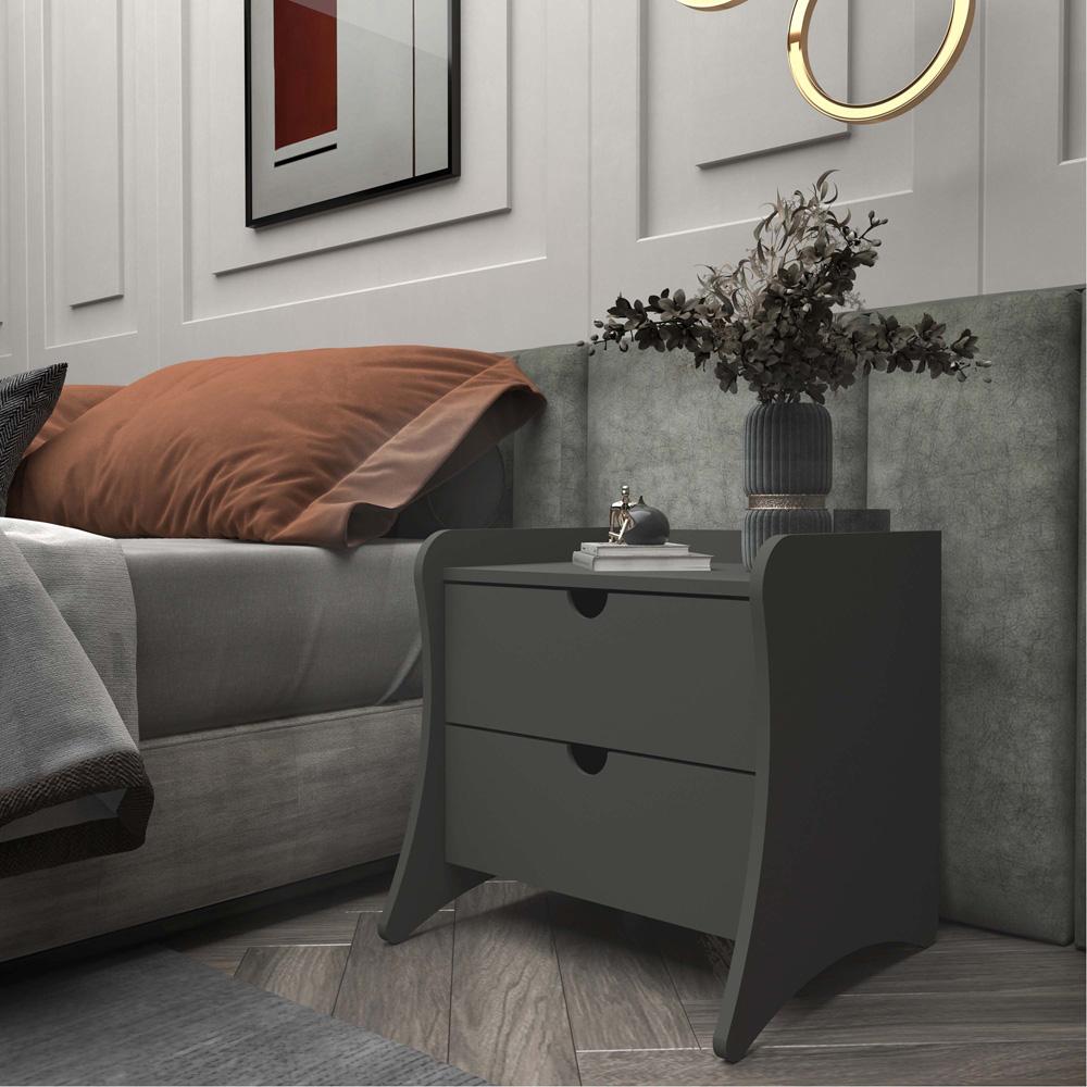 Manhattan Comfort - Coney Nightstand with 2 Drawers in Grey - 181GMC9 veiw 10