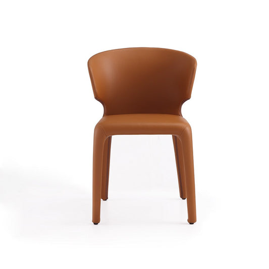 Manhattan Comfort - Conrad Faux Leather Dining Chairs with Metal Legs in Saddle - Set of 2 - DC031-SA veiw 2