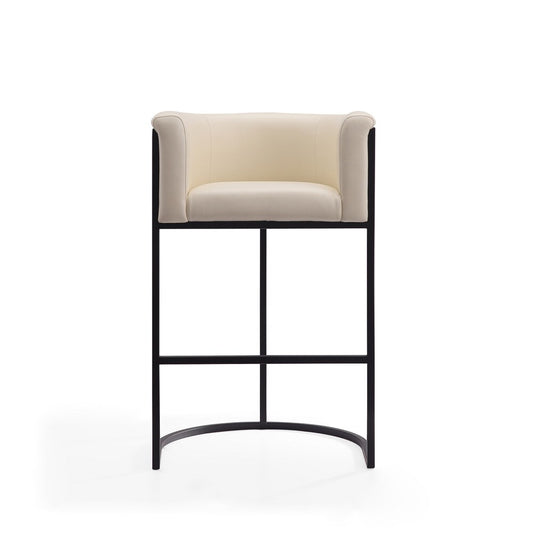 Manhattan Comfort - Cosmopolitan Faux Leather Bar Stool with Metal Legs in Cream and Black - Set of 2 - 2-BS015-CR veiw 2