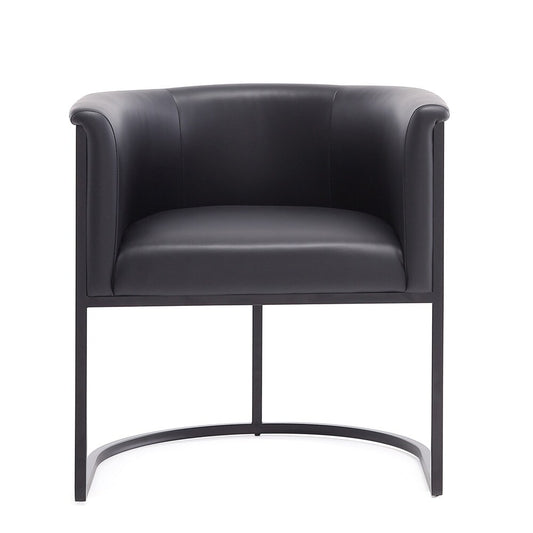 Manhattan Comfort - Cosmopolitan Faux Leather Dining Chair with Metal Legs in Black - Set of 2 - 2-DC044-BK veiw 2