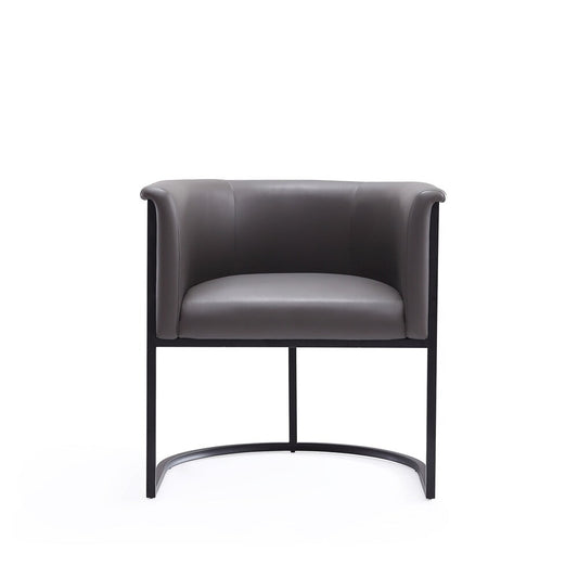 Manhattan Comfort - Cosmopolitan Faux Leather Dining Chair with Metal Legs in Pebble and Black - Set of 2 - 2-DC044-PE veiw 2