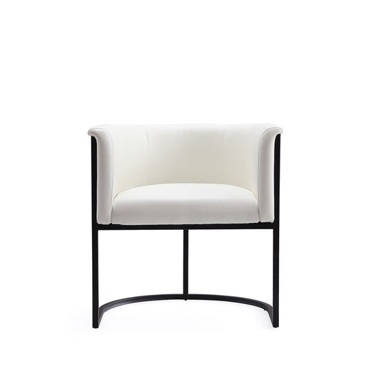 Manhattan Comfort - Cosmopolitan Faux Leather Dining Chair with Metal Legs in White and Black - Set of 2 - 2-DC044-WH veiw 2