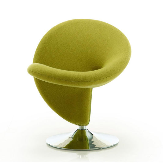 Manhattan Comfort - Curl Wool Blend Accent Chair with Metal Legs in Green and Polished Chrome - Set of 2 - 2-AC040-GR veiw 2