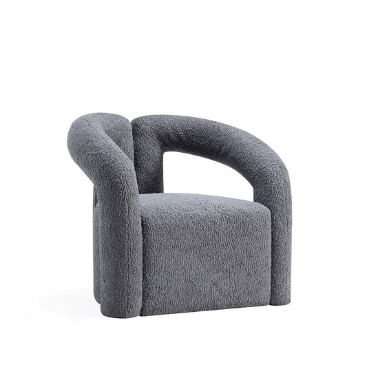 Manhattan Comfort - Darian Boucle Accent Chair with Pine Wood Legs in Grey - Set of 2 - 2-AC061-GY veiw 2