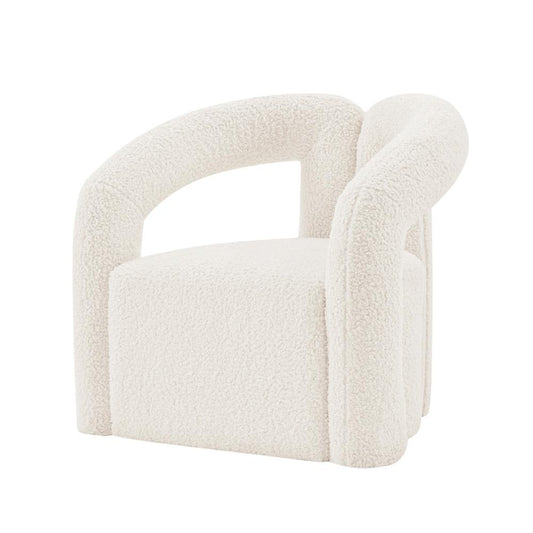 Manhattan Comfort - Darian Boucle Accent Chair with Pine Wood Legs in Cream - AC061-CR veiw 2