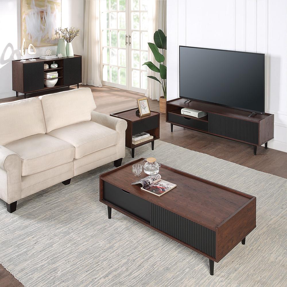 Manhattan Comfort - Duane Coffee Table with 1 Full Extension Drawers in Dark Brown and Black - CT-11GLF-BK veiw 8
