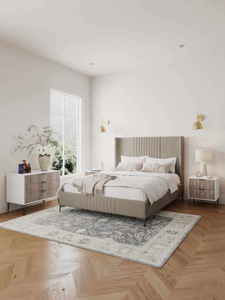 Manhattan Comfort - 2-Piece DUMBO Nightstand and Dresser with 5 Drawers in White and GreyWhite and Rustic Grey - 2-DB02-WG veiw 10